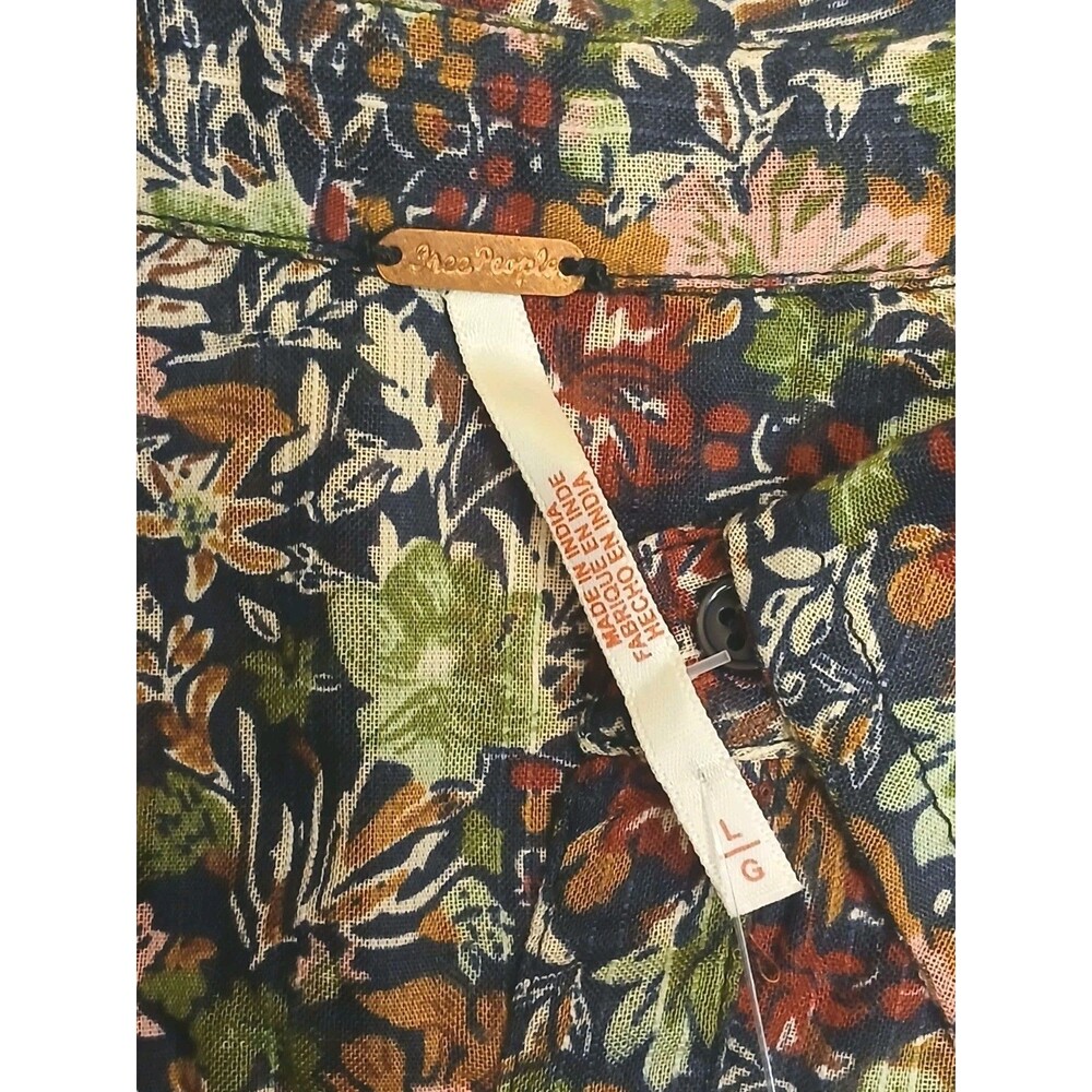Free People Blouse Sz L Floral Multicolor Long Sleeve Peplum NWT - Picture 8 of 16